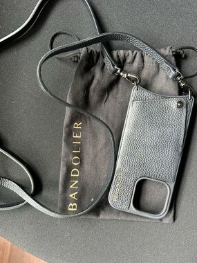 Bandolier Crossbody Leather Phone Case - Black for iPhone 14 Pro